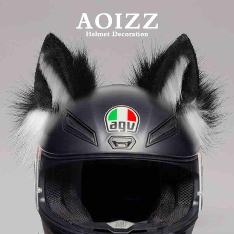 furry animal motorcycle helmet AOIZZ Handmade Snow Wolf Ear Helmet Decoration B