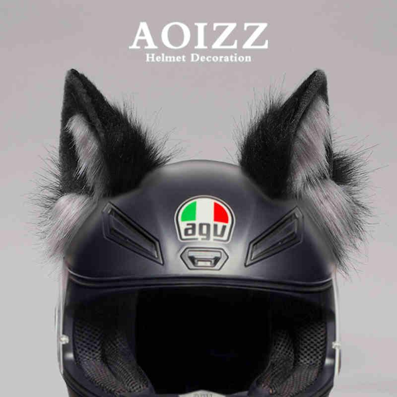 AOIZZ Handmade Snow Wolf Ear Helmet Decoration A