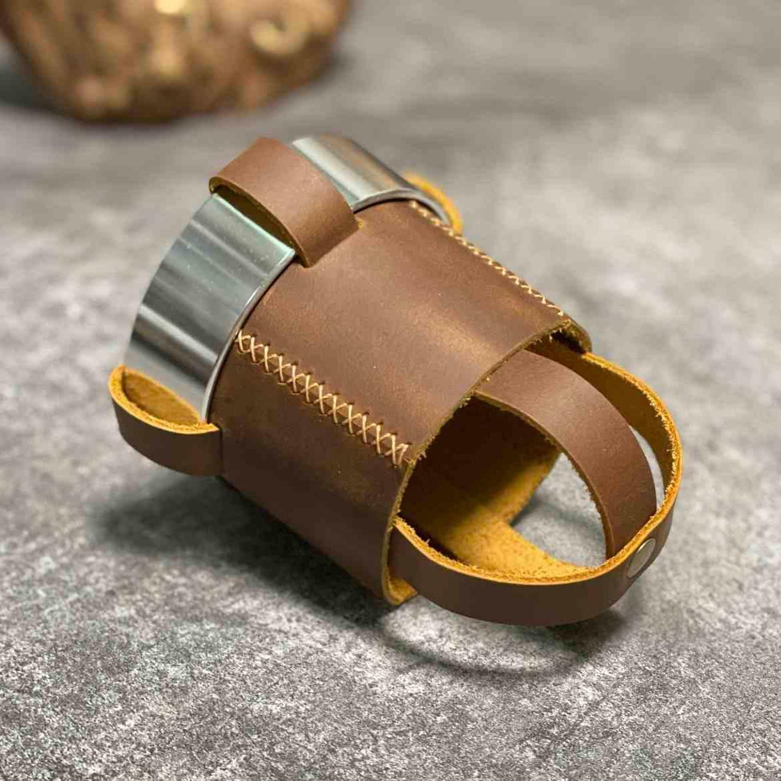 Handmade Leather Motorcycle Water Bottle Holder