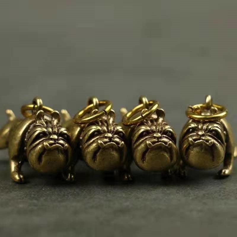 Solid Brass Bulldog Keychain