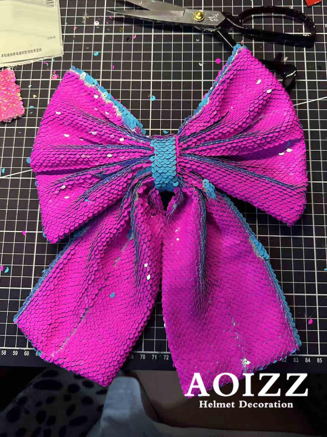 AOIZZ™ Handcrafted Helmet Flip-Color Bow