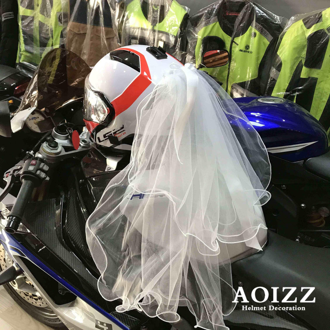 brides veil for motorcycle helmet AOIZZ™ Motorcycle Helmet Veil Decoration – Bean's Moto Booth