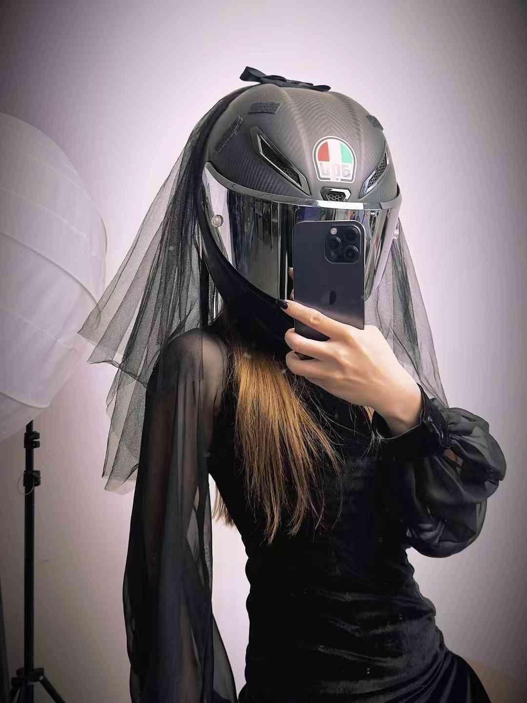 blue girls motorcycle helmet AOIZZ™ Motorcycle Helmet Veil Decoration
