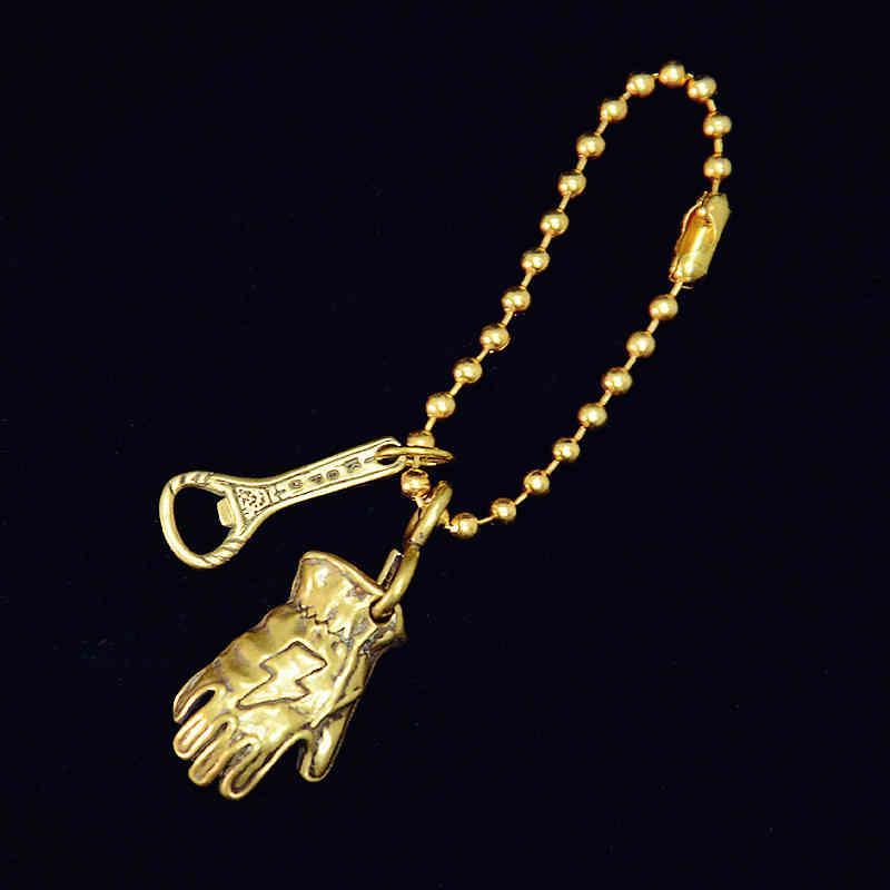 Vintage Motorcycle Glove Solid Brass Keychain