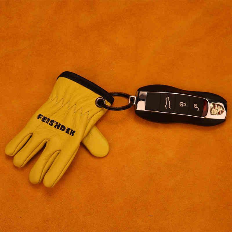 FEISHDEK™ Vintage Handcrafted Leather Motorcycle Glove Keychain