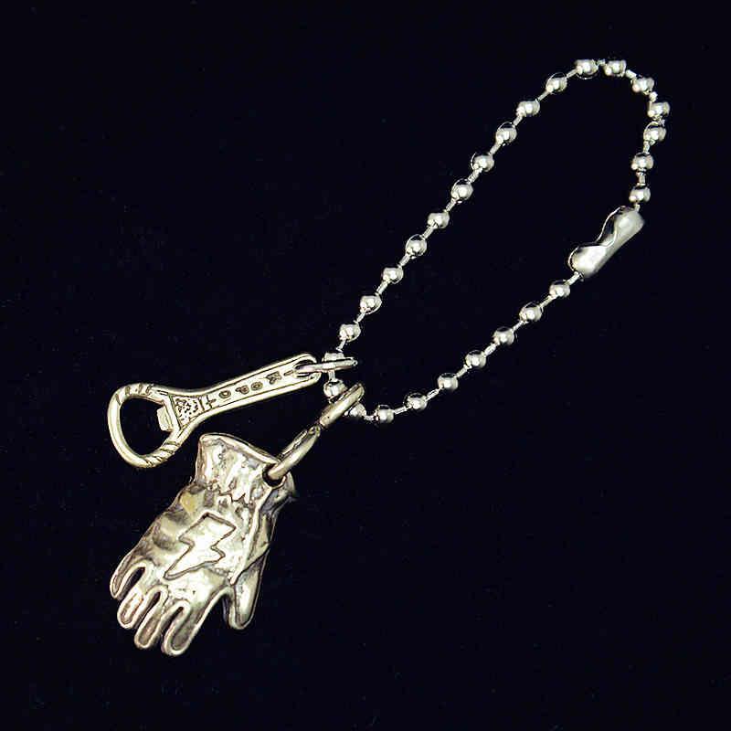 Vintage Motorcycle Glove Solid Brass Keychain