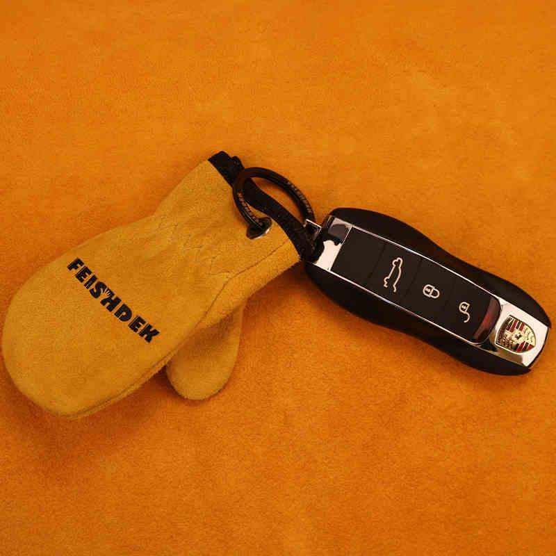 FEISHDEK™ Vintage Handcrafted Leather Motorcycle Glove Keychain