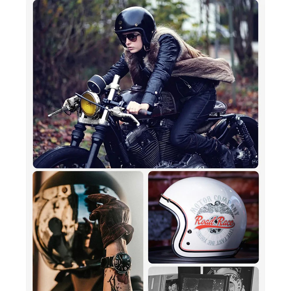 cafe racer helmet with goggles Fiberglass Retro Motorcycle – Bean's Moto Booth Category:E Bike_Rücklicht SPANNINGA Supvernova TL3 Z ensuring peace of mind Taglia:46R Damenrad Original Standard -