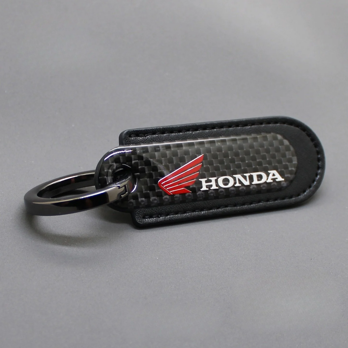 Motorcycle Carbon Fiber Leather Keychain
