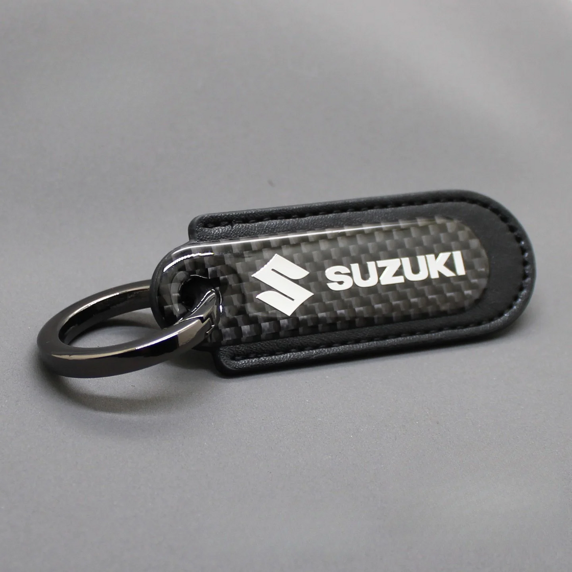 Motorcycle Carbon Fiber Leather Keychain