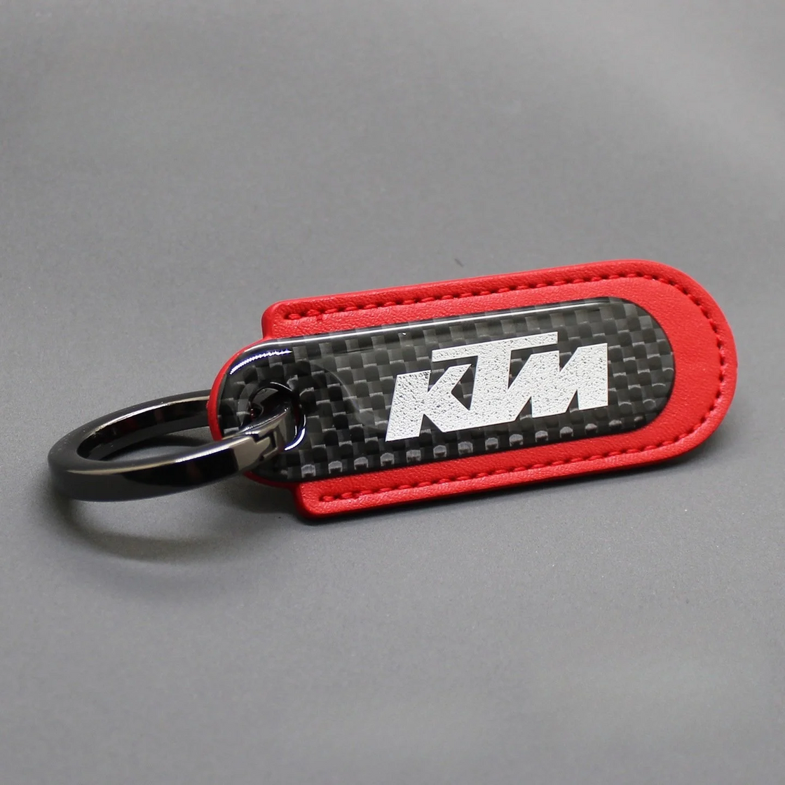 Motorcycle Carbon Fiber Leather Keychain