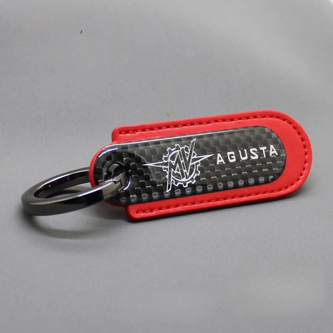 Motorcycle Carbon Fiber Leather Keychain