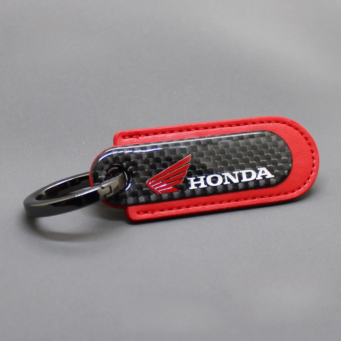Motorcycle Carbon Fiber Leather Keychain