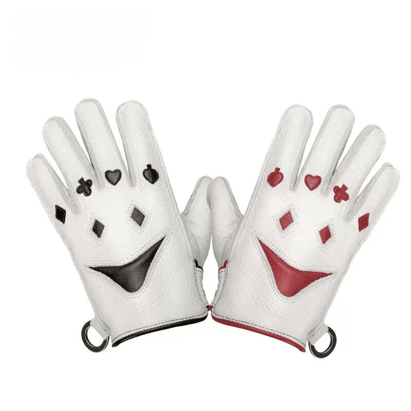 BAUVIRT™ Clown Face/Smiley Face Deers Leather Vintage Motorcycle Gloves - Bean's Moto Booth