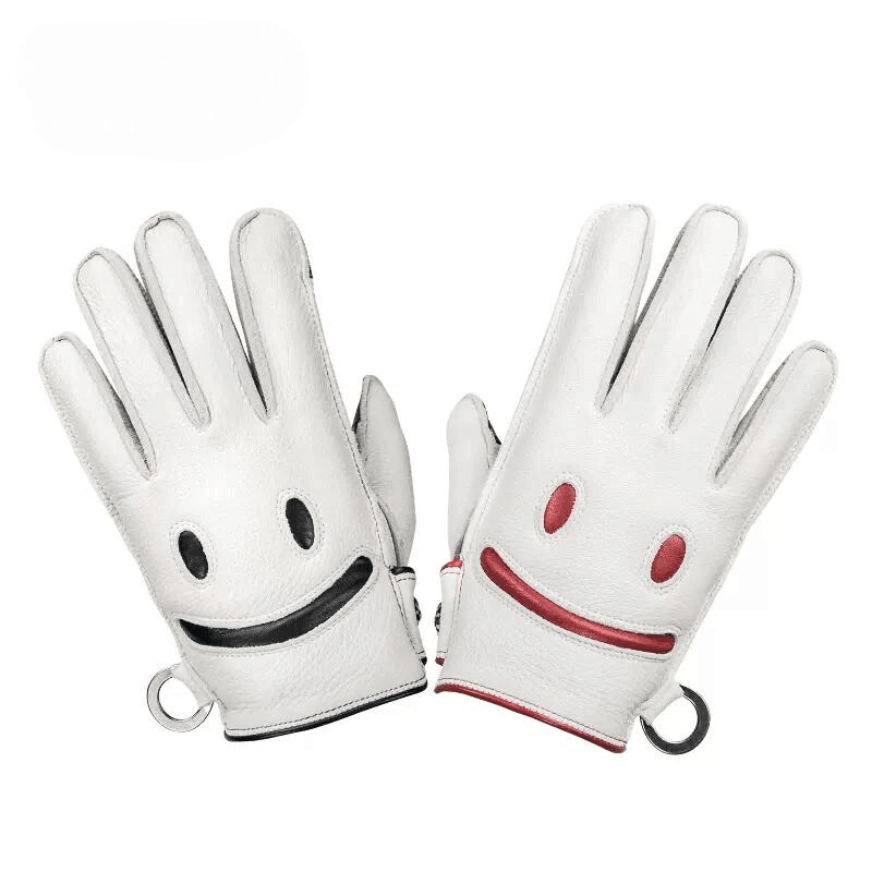 BAUVIRT™ Clown Face/Smiley Face Deers Leather Vintage Motorcycle Gloves - Bean's Moto Booth