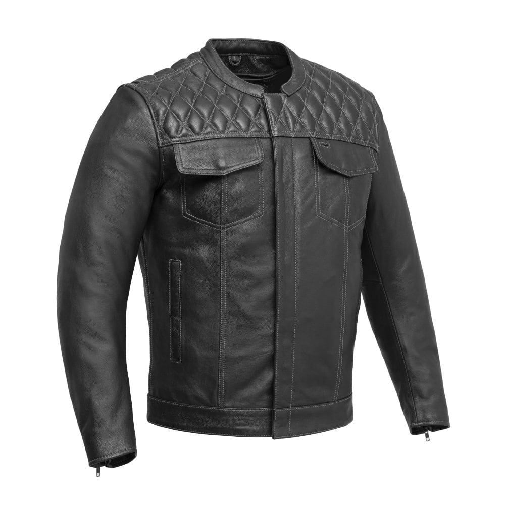 Cinder Men's Cafe Style Leather Jacket – Bean's Moto Booth