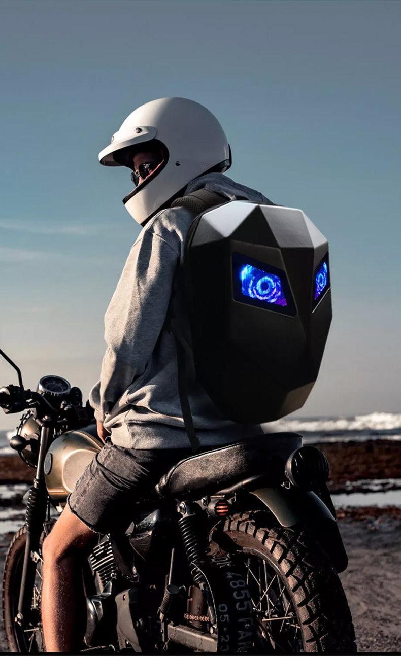 Motorcycle Inflatable Backpack Crelander™ LED Hard Shell Water Resistant Motorcycle Backpack – Bean's ...