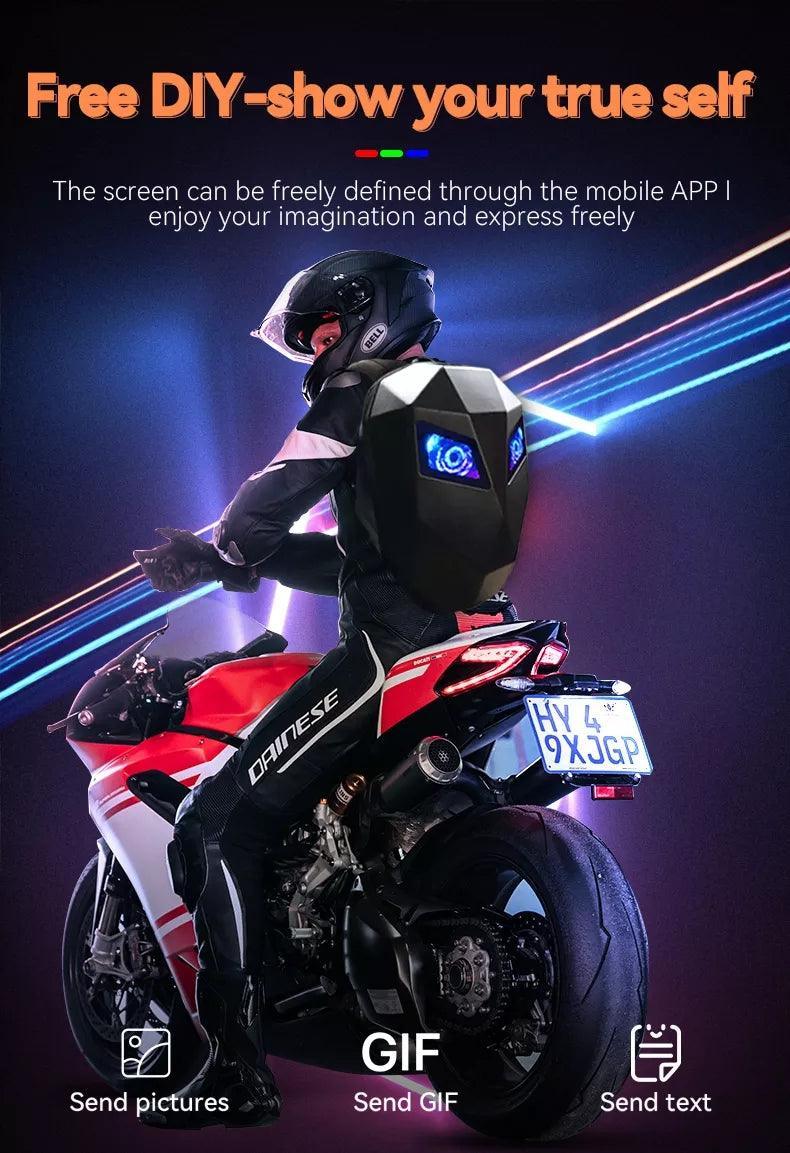 Crelander™ LED Hard Shell Water Resistant Motorcycle Backpack - Bean's Moto Booth