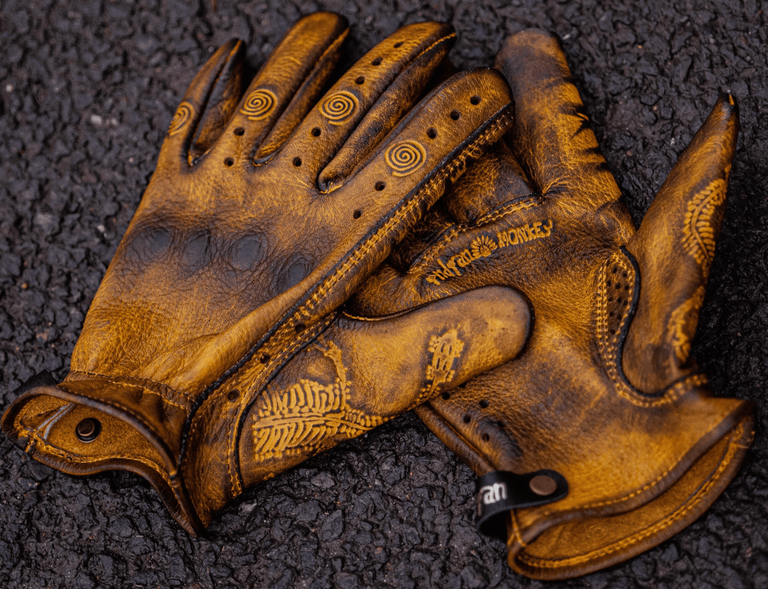 Indian Monkey™ Handcrafted AAA Class Cowhide Gloves - Bean's Moto Booth