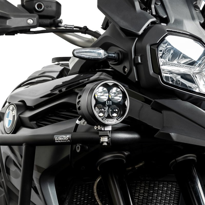 LOBOO L11 Motorcycle Auxiliary Lights – 15000LM High/Low Beam with 3 Warning Modes, IP68 Waterproof, Intelligent Temp Control (Pair)