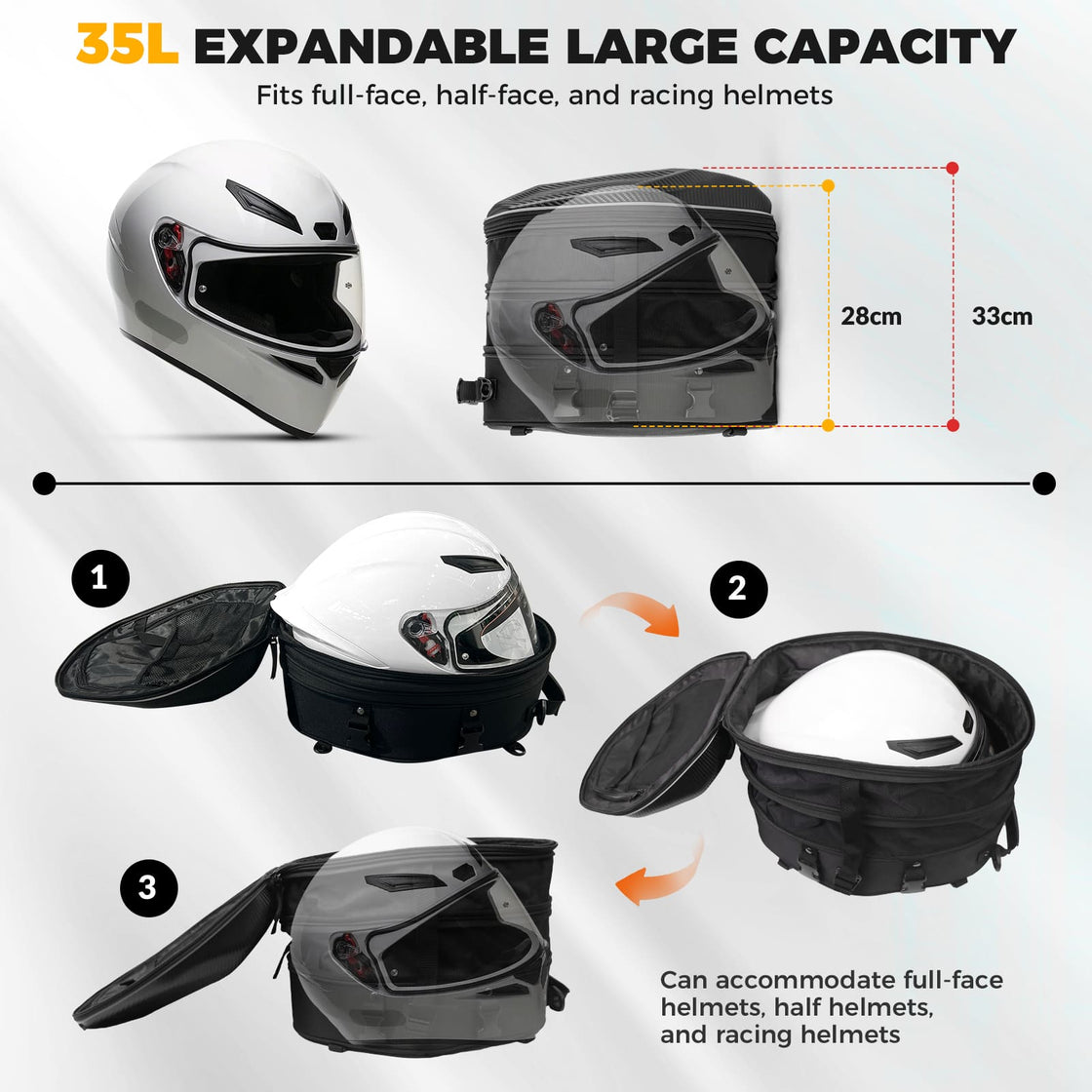 Hard Shell Motorcycle Rear Seat Bag