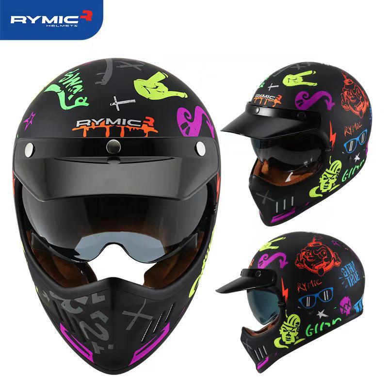 RYMIC™ Vintage Full Face Helmet - Bean's Moto Booth