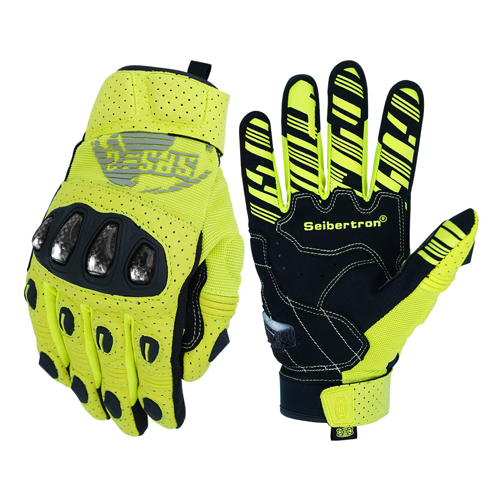 color:Yellow | batch:sps2plus-complete-20260716 | role:white-background-main | Seibertron SPS-2 Plus motorcycle gloves yellow white background main