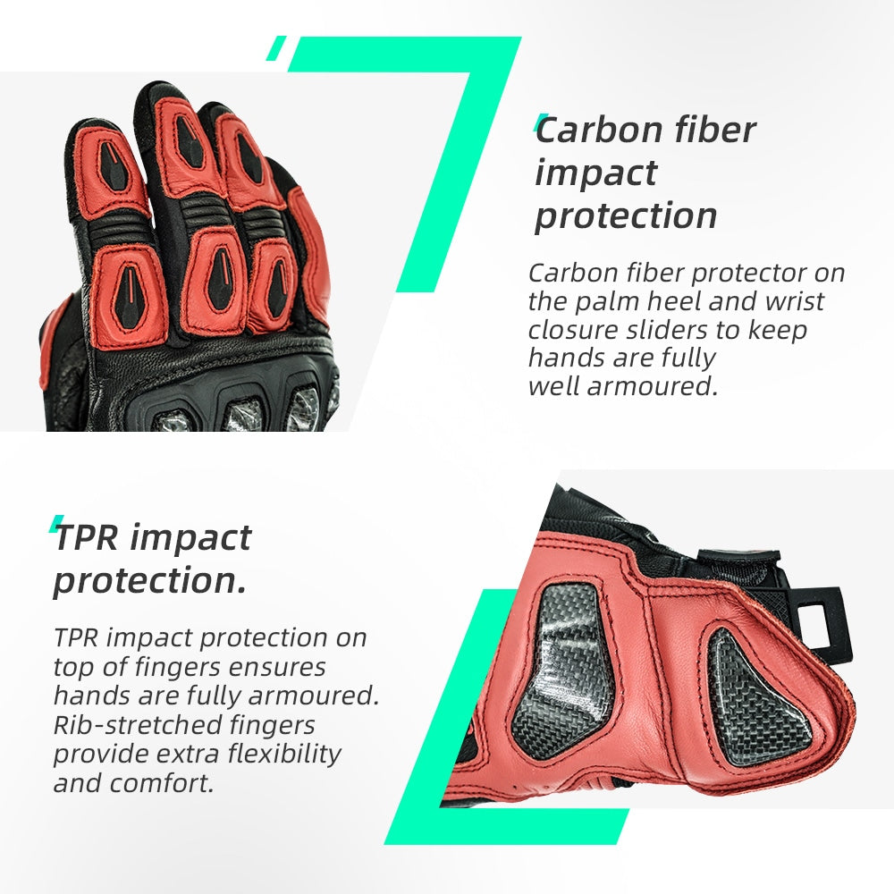 color:Red | Seibertron SPS-3 motorcycle gloves detail image 04
