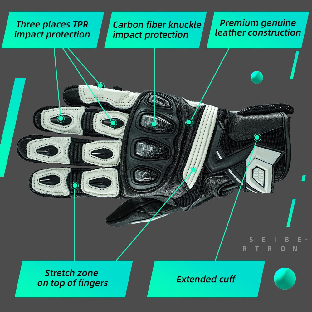 color:White | Seibertron SPS-3 motorcycle gloves detail image 02