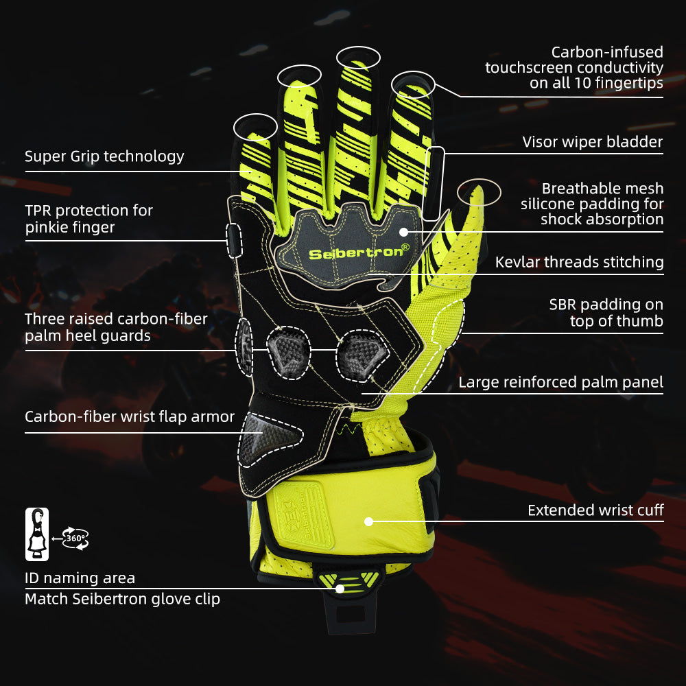 Color:Fluorescent Yellow | Seibertron SPS-7L Fluorescent Yellow palm grip and protection features