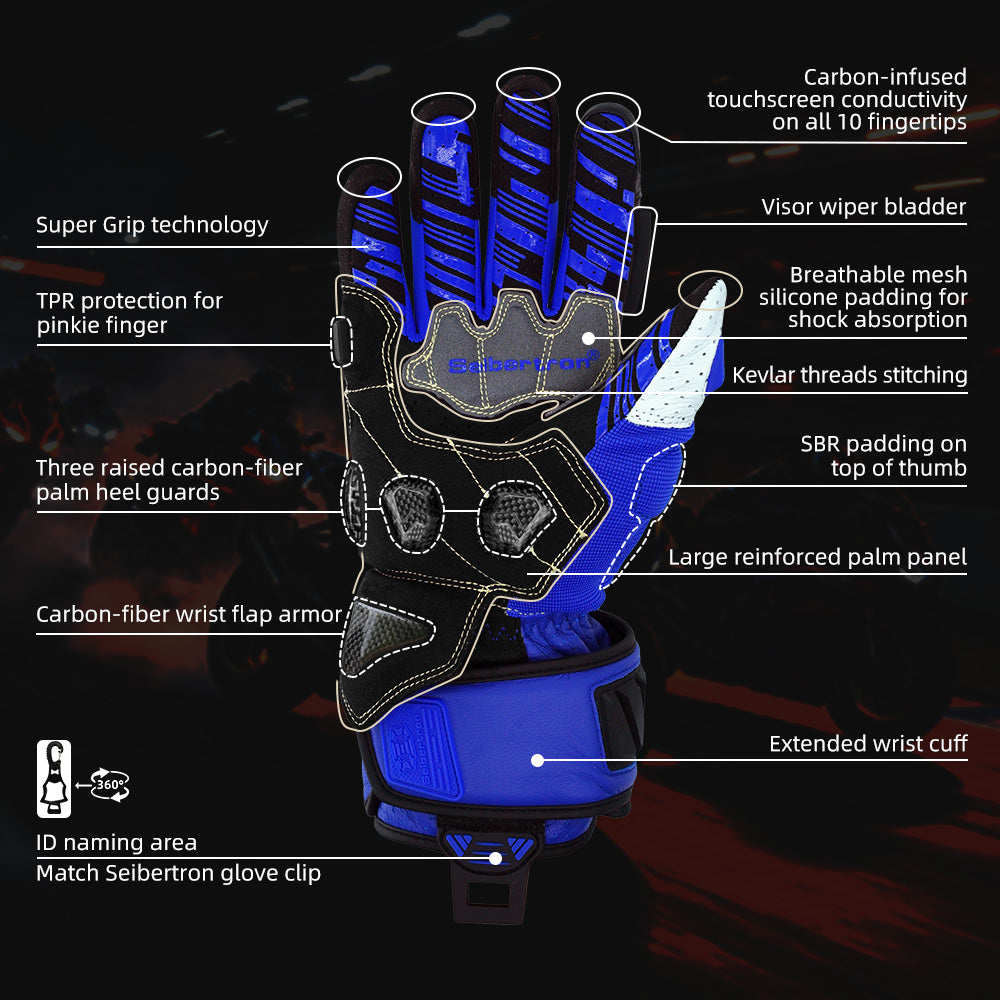 Color:Klein Blue | Seibertron SPS-7L Klein Blue palm grip and protection features