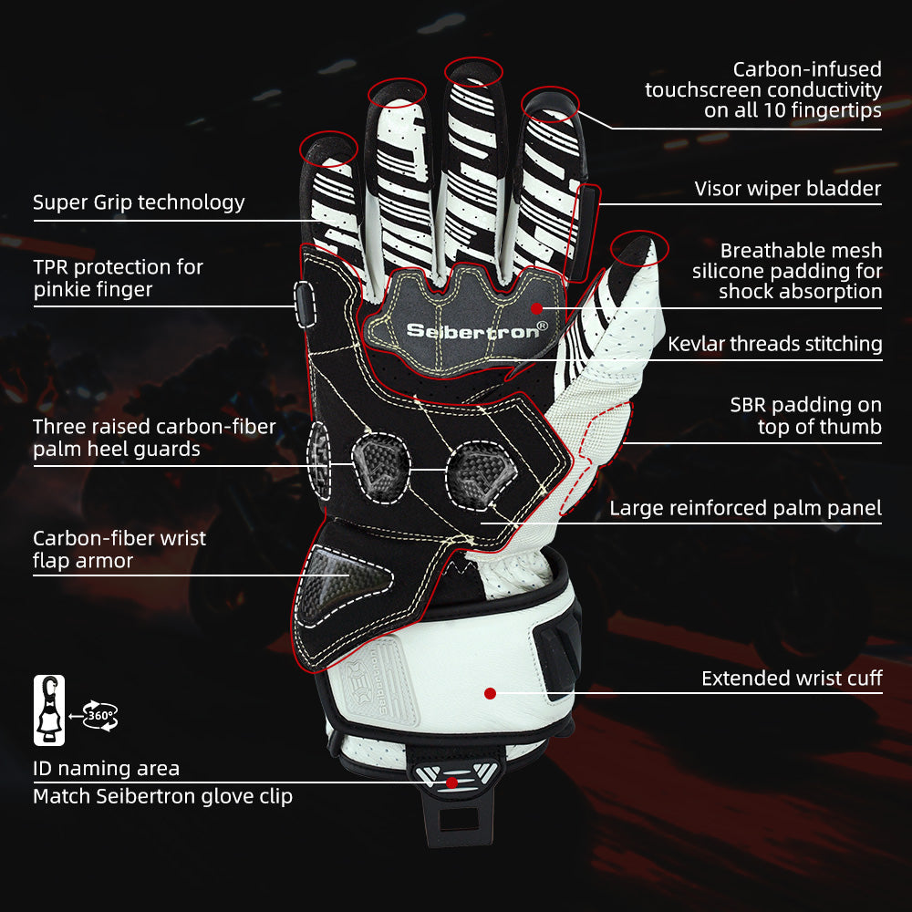 Color:White | Seibertron SPS-7L White palm grip and protection features
