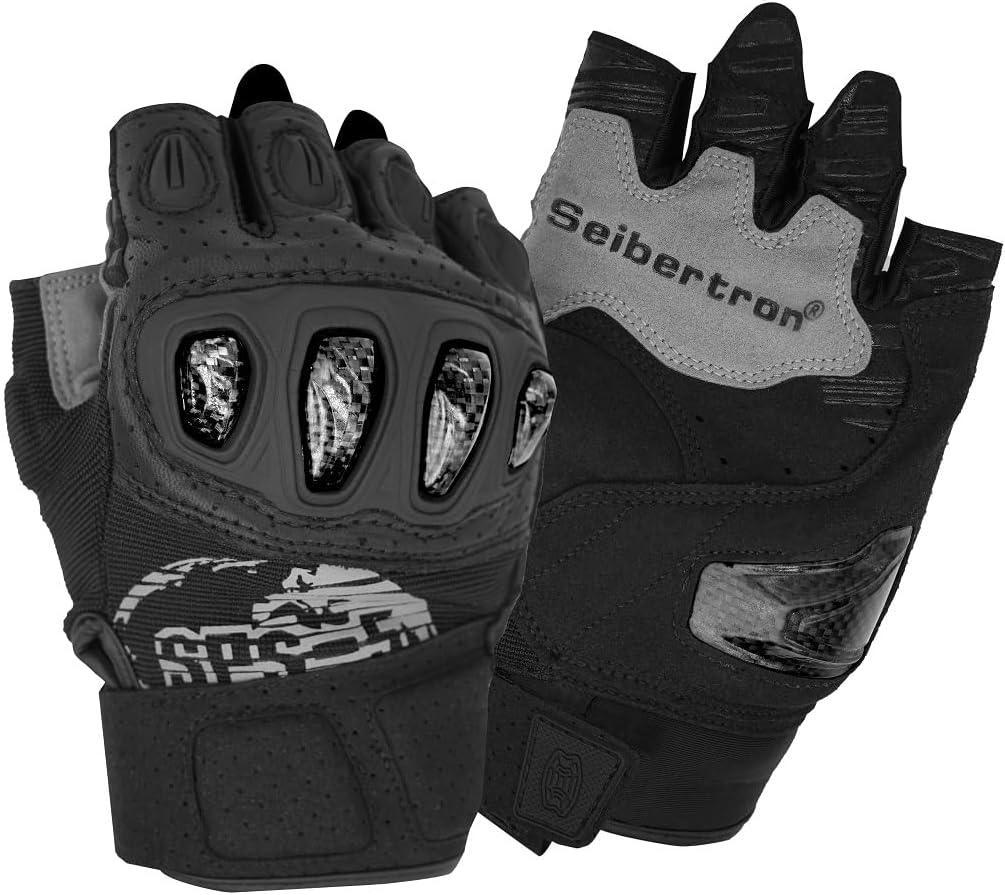 Seibertron™ SPS-5 Carbon Fiber Half Finger Motorcycle Gloves - Bean's Moto Booth