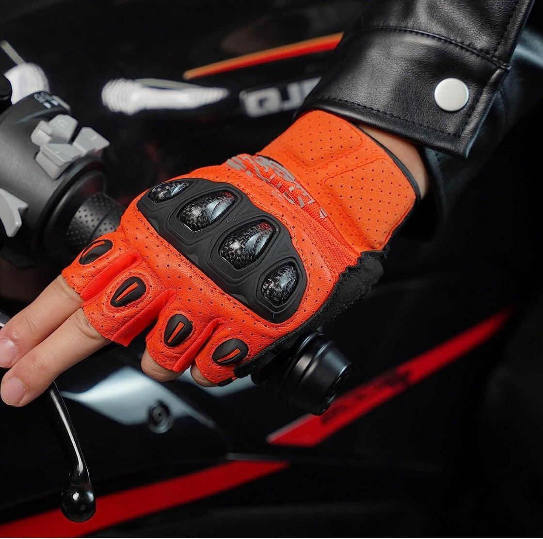 Seibertron™ SPS-5 Carbon Fiber Half Finger Motorcycle Gloves - Bean's Moto Booth