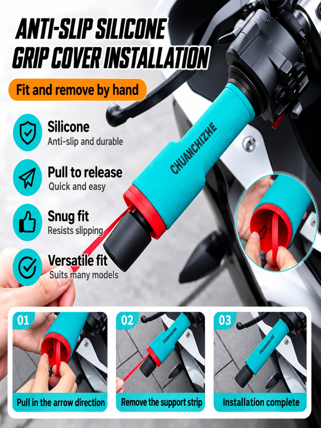CHUANCHIZHE silicone anti-slip grip covers - product view 5