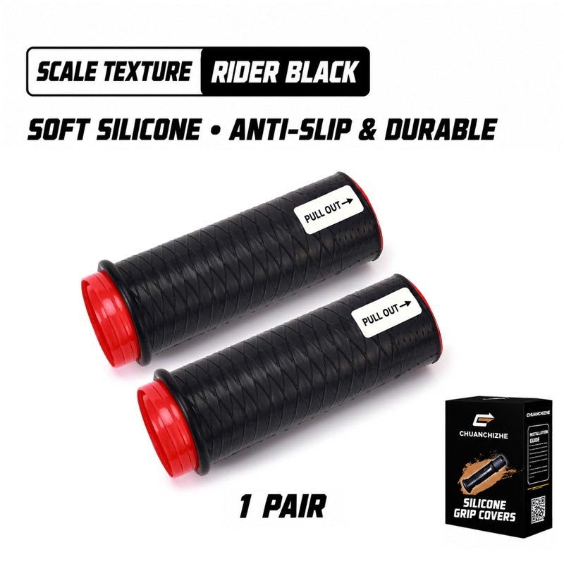 CHUANCHIZHE Standard Rider Black silicone grip covers, pair