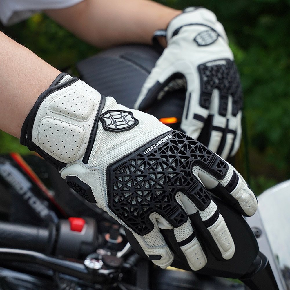 color:White | Seibertron SPS-10 breathable anti-slip touchscreen leather motorcycle gloves image 05