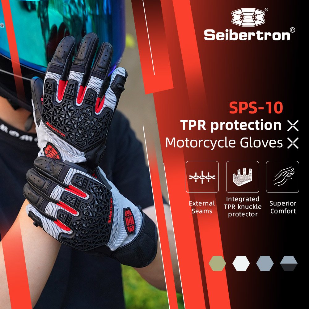 color:Black | Seibertron SPS-10 breathable anti-slip touchscreen leather motorcycle gloves image 07