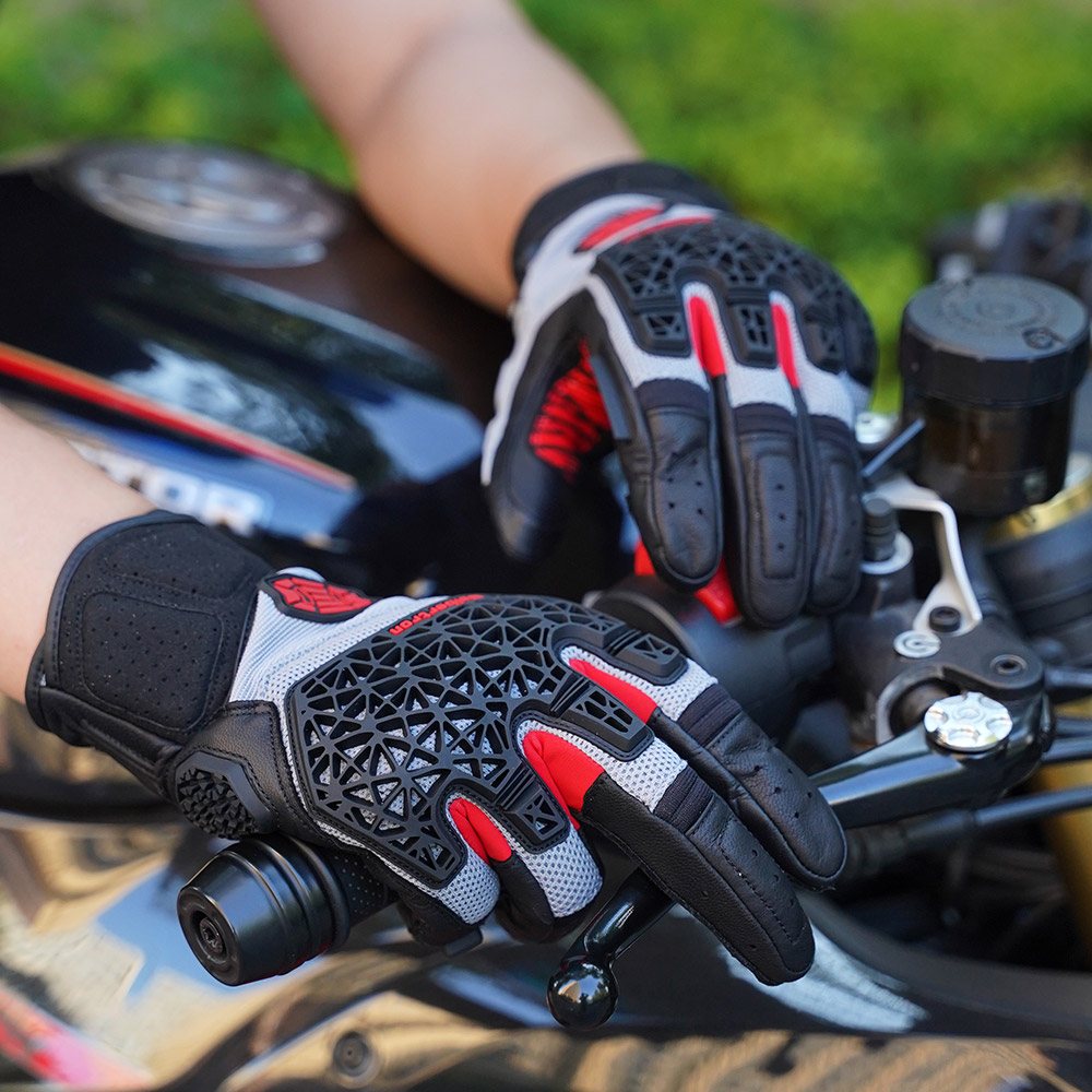 color:Black | Seibertron SPS-10 breathable anti-slip touchscreen leather motorcycle gloves image 11
