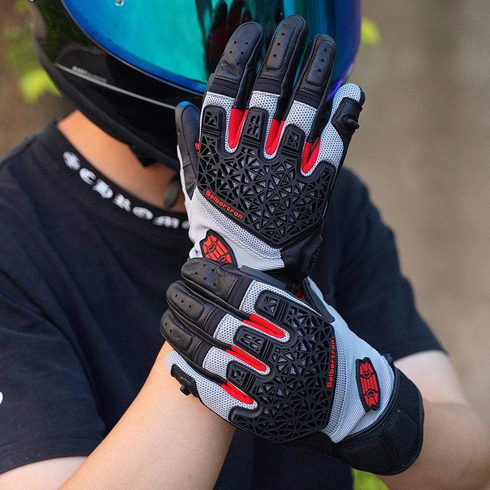 color:Black | Seibertron SPS-10 breathable anti-slip touchscreen leather motorcycle gloves image 12