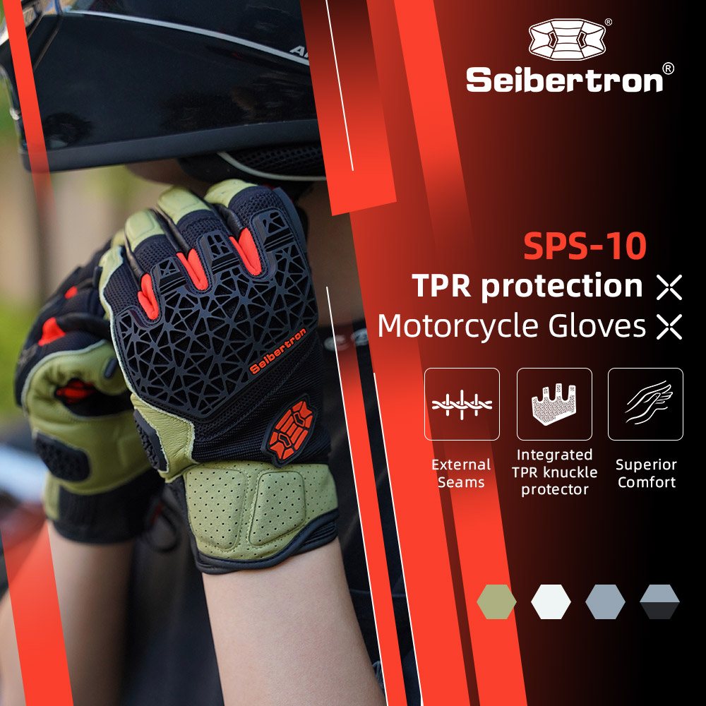 color:Green | Seibertron SPS-10 breathable anti-slip touchscreen leather motorcycle gloves image 19