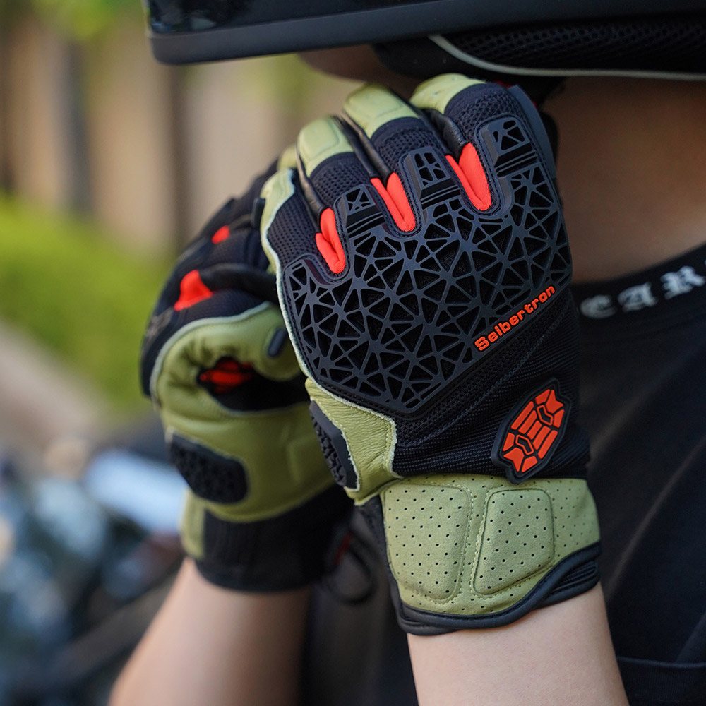 color:Green | Seibertron SPS-10 breathable anti-slip touchscreen leather motorcycle gloves image 23
