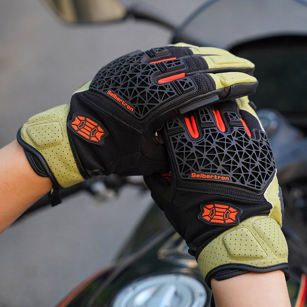 color:Green | Seibertron SPS-10 breathable anti-slip touchscreen leather motorcycle gloves image 24