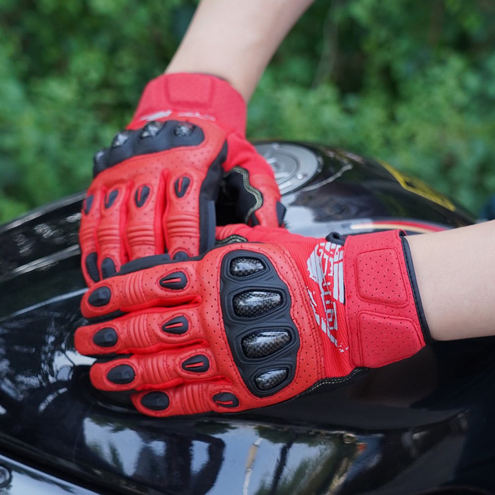 color:Red | Seibertron SPS2 Plus summer motorcycle gloves with carbon fiber knuckle protection image 29