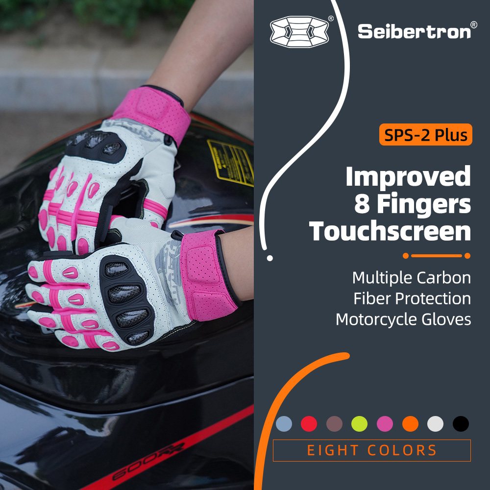 color:Pink | Seibertron SPS2 Plus summer motorcycle gloves with carbon fiber knuckle protection image 31