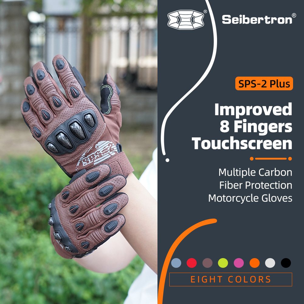 color:Brown | Seibertron SPS2 Plus summer motorcycle gloves with carbon fiber knuckle protection image 37