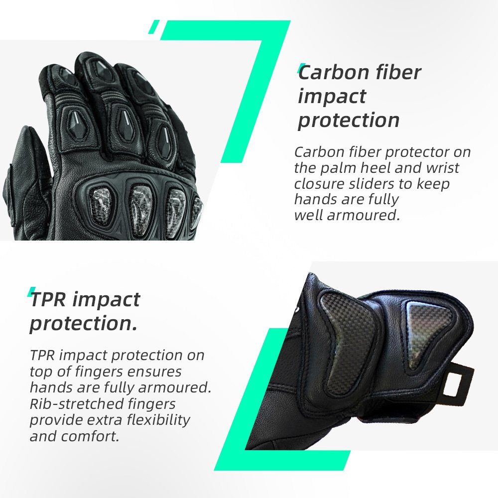 color:Black | Seibertron SPS-3 motorcycle riding gloves for BMX ATV MTB and road riding image 04