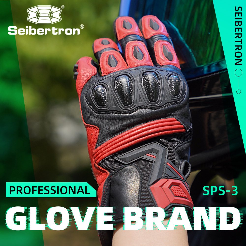 color:Red | Seibertron SPS-3 motorcycle riding gloves for BMX ATV MTB and road riding image 09