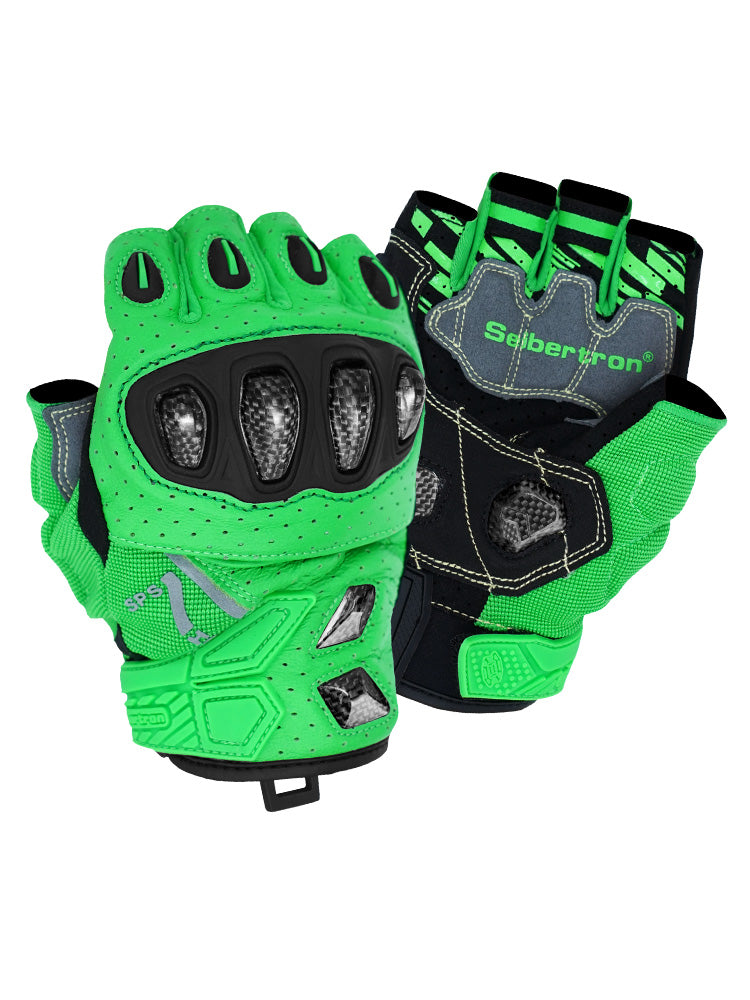 Seibertron SPS-7H half-finger motorcycle gloves in Green