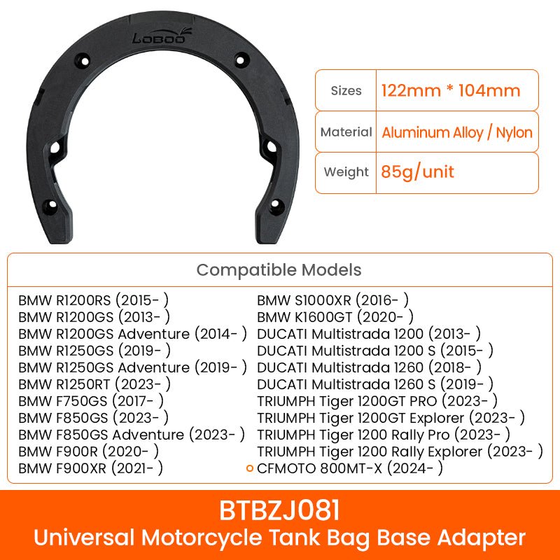 LOBOO BTB15BK Motorcycle Tank Bag – Magnetic Mount, Waterproof, Compact Design